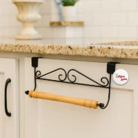 آویز حوله کابینتی مدل فلزی و چوبی - Image 2