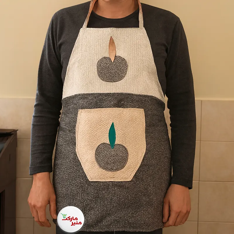 پیشبند پارچه ای طرح سیب پیشبند ضدآب آشپزخانه دو لایه طرح سیب - Image 1